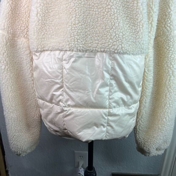 Fabletics Nelly Mixed Media Half Zip Ivory Pocket Pull Over Sherpa Jacket Sz  M - Picture 5 of 11